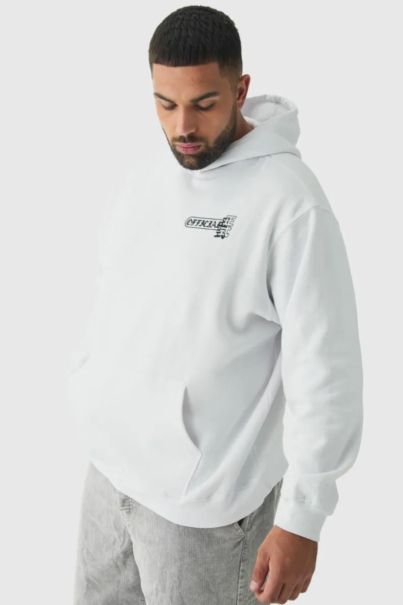 Flash Sale boohooMAN Plus Homme Dragon Graphic Oversized Hoodie white