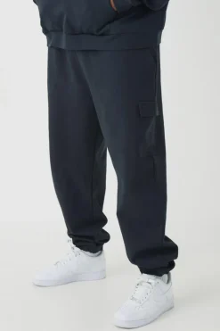 Best boohooMAN Plus Interlock Slim Fit Smart Cargo Joggers black