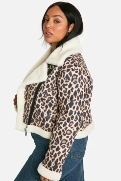 Best boohoo Plus Oversized Aviator Coat leopard