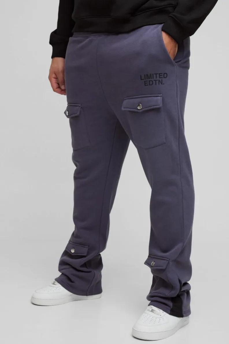 Fashion boohooMAN Plus Limited Slim Flare Cargo Gusset Jogger purple
