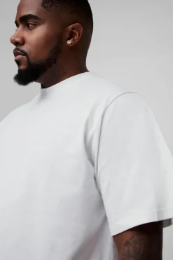 Cheap boohooMAN Plus Longline Basic T-Shirt white