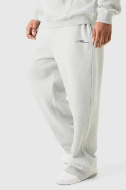 Best Sale boohooMAN Plus Man Signature Relaxed Fit Jogger In grey marl