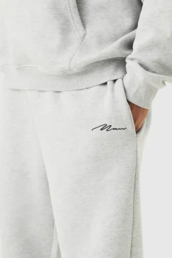 Best Sale boohooMAN Plus Man Signature Relaxed Fit Jogger In grey marl