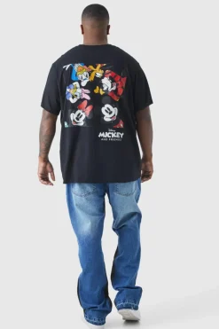 Online boohooMAN Plus Mickey Mouse License T-shirt black