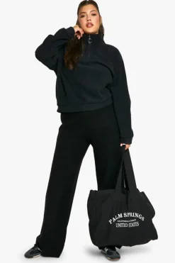 Sale boohoo Plus Mid Zip Fleece Sweatshirt black