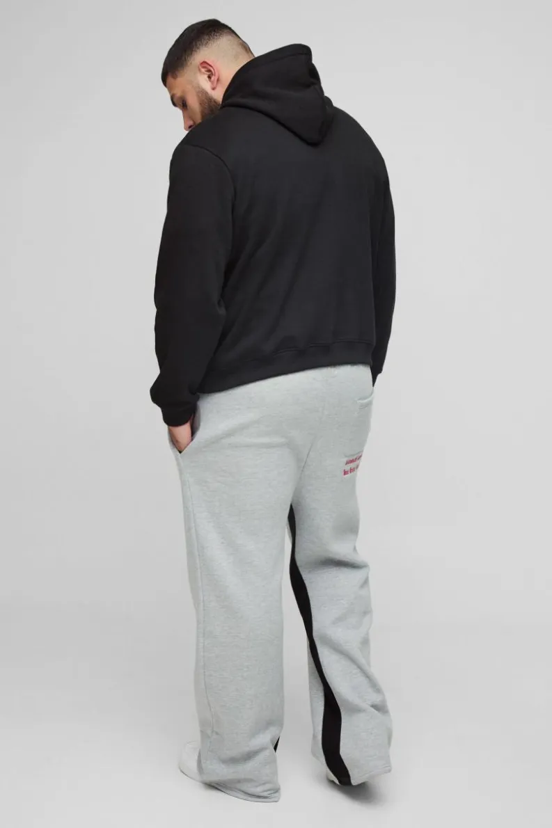 New boohooMAN Plus Official Embroidery Relaxed Flare Jogger grey marl