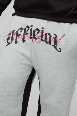 New boohooMAN Plus Official Embroidery Relaxed Flare Jogger grey marl