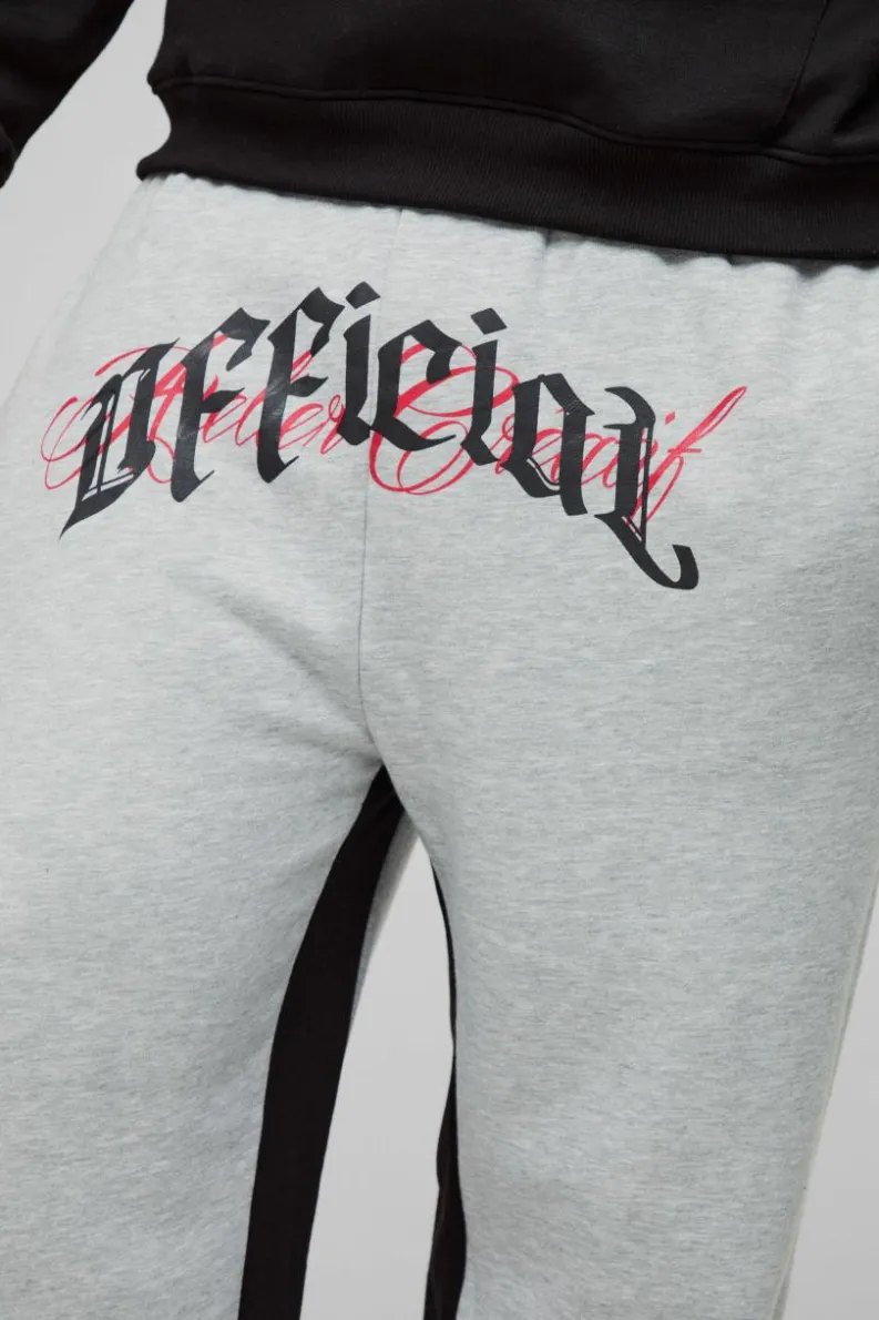 New boohooMAN Plus Official Embroidery Relaxed Flare Jogger grey marl