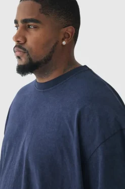 Hot boohooMAN Plus Oversized Acid Wash T-Shirt charcoal