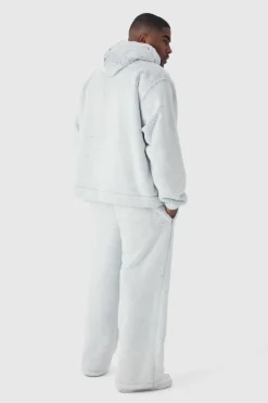 Flash Sale boohooMAN Plus Oversized Boxy Fluffy Two Tone Hoodie grey