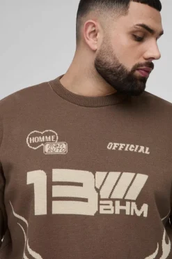 Clearance boohooMAN Plus Oversized Boxy Moto Knitted Jumper taupe