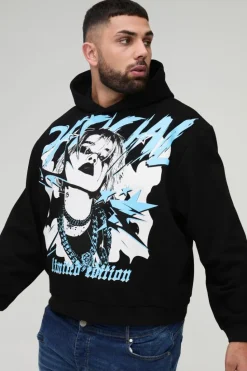 Hot boohooMAN Plus Oversized Boxy Official Tour Large Scale Print Hoodie black