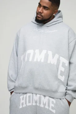 Cheap boohooMAN Plus Oversized Boxy Split Hem Homme Tracksuit grey
