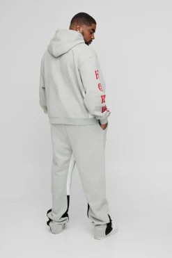 Hot boohooMAN Plus Oversized Boxy Zip Up Homme Hoodie grey