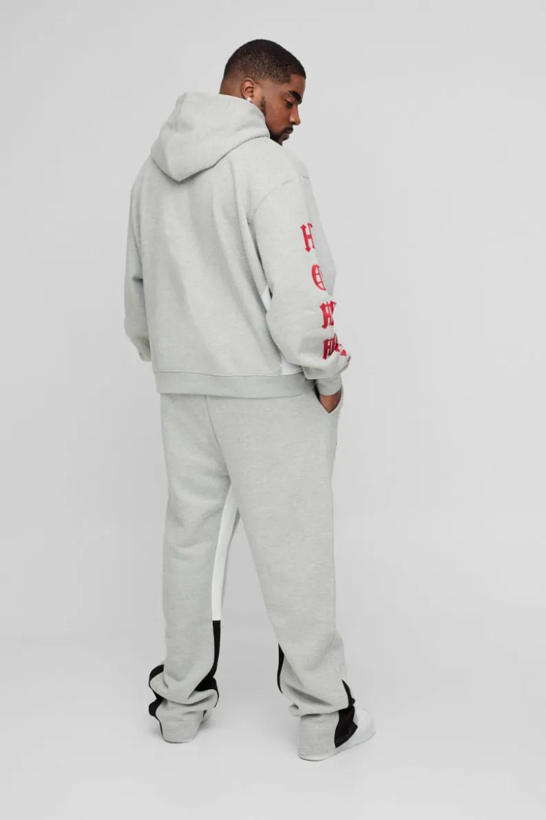 Hot boohooMAN Plus Oversized Boxy Zip Up Homme Hoodie grey