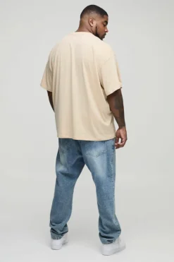Best boohooMAN Plus Oversized Chicago Print T-shirt sand