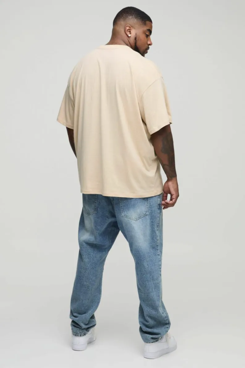Best boohooMAN Plus Oversized Chicago Print T-shirt sand