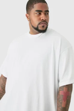 Hot boohooMAN Plus Oversized Crew Neck T-shirt white