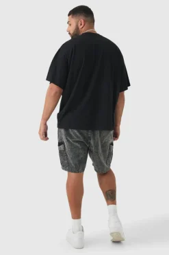 Hot boohooMAN Plus Oversized Crew Neck T-shirt black