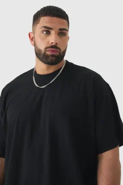 Hot boohooMAN Plus Oversized Crew Neck T-shirt black