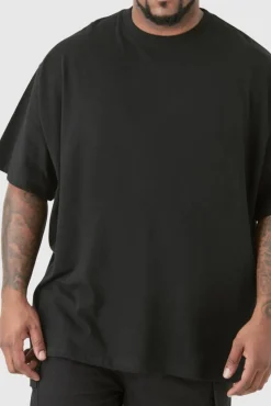Cheap boohooMAN Plus Oversized Crew Neck T-shirt black