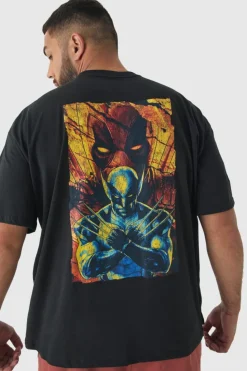Fashion boohooMAN Plus Oversized Deadpool Wolverine License T-Shirt black