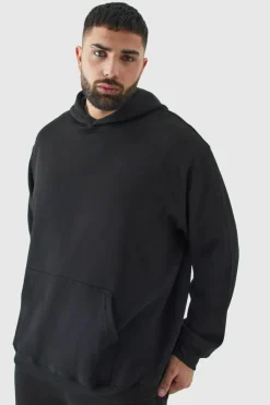 Store boohooMAN Plus Oversized Dragon Graphic Hoodie black