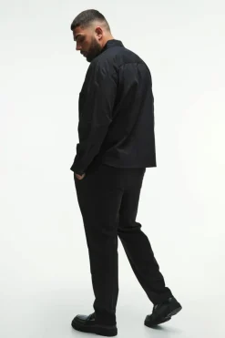 Discount boohooMAN Plus Oversized Fit Oxford Shirt In black