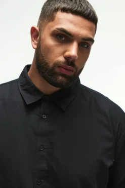Discount boohooMAN Plus Oversized Fit Oxford Shirt In black