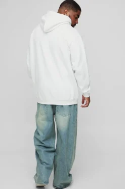 Flash Sale boohooMAN Plus Oversized Floral Embroidered Hoodie white