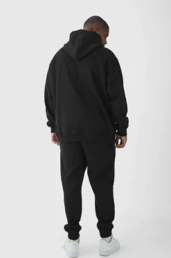 Sale boohooMAN Plus Oversized Graffiti Floral Tracksuit black