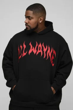 Sale boohooMAN Plus Oversized Lil Wayne License Print Hoodie black