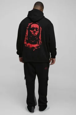 Sale boohooMAN Plus Oversized Lil Wayne License Print Hoodie black