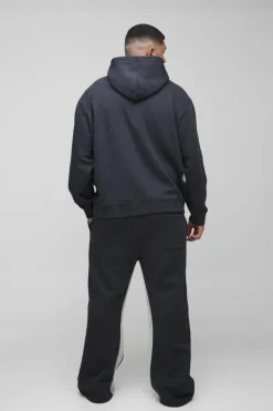 Discount boohooMAN Plus Oversized Man Paint Splatter Hooded Relaxed Flare Tracksuit black