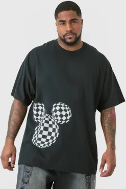 Best Sale boohooMAN Plus Oversized Mickey Mouse License T-shirt in black