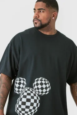 Best Sale boohooMAN Plus Oversized Mickey Mouse License T-shirt in black