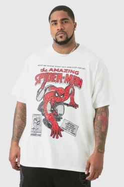 Clearance boohooMAN Plus Oversized Spiderman License T-shirt white