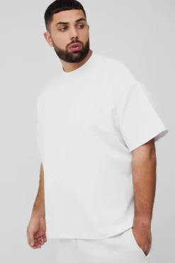 Shop boohooMAN Plus Oversized Super Heavy Premium T-shirt white