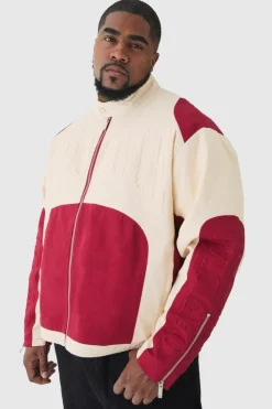 Best Sale boohooMAN Plus Oversized Twill Homme Moto Jacket In red