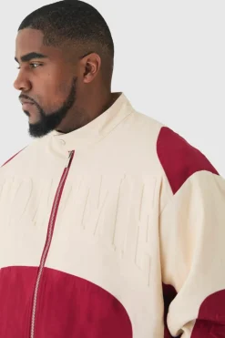 Best Sale boohooMAN Plus Oversized Twill Homme Moto Jacket In red
