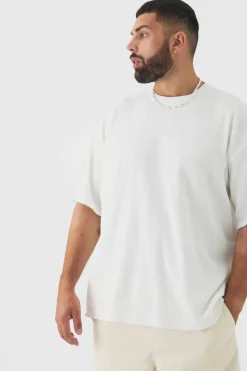 Shop boohooMAN Plus Oversized Waffle T-shirt white