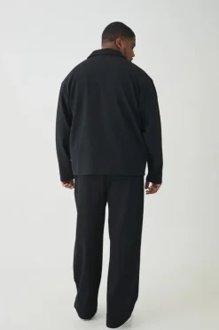 Best Sale boohooMAN Plus Pleated Cargo Overshirt black
