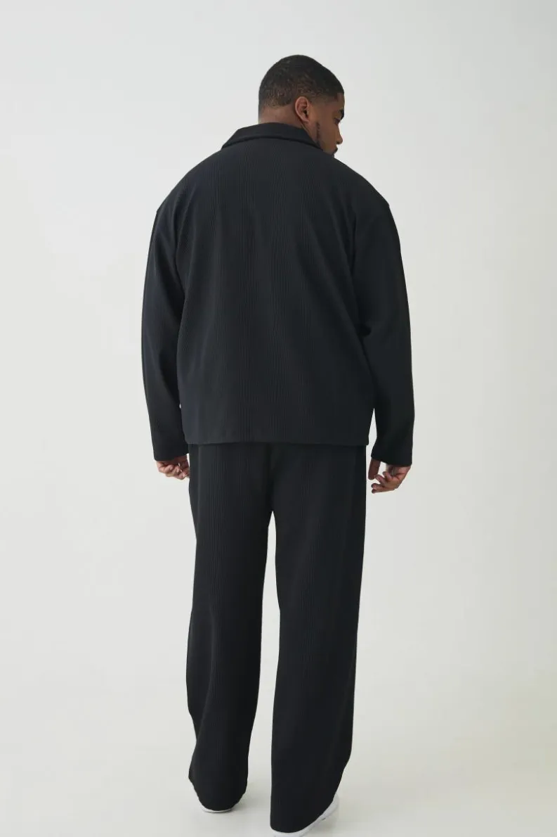 Best Sale boohooMAN Plus Pleated Cargo Overshirt black