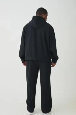 Online boohooMAN Plus Pleated Tapered Trousers black