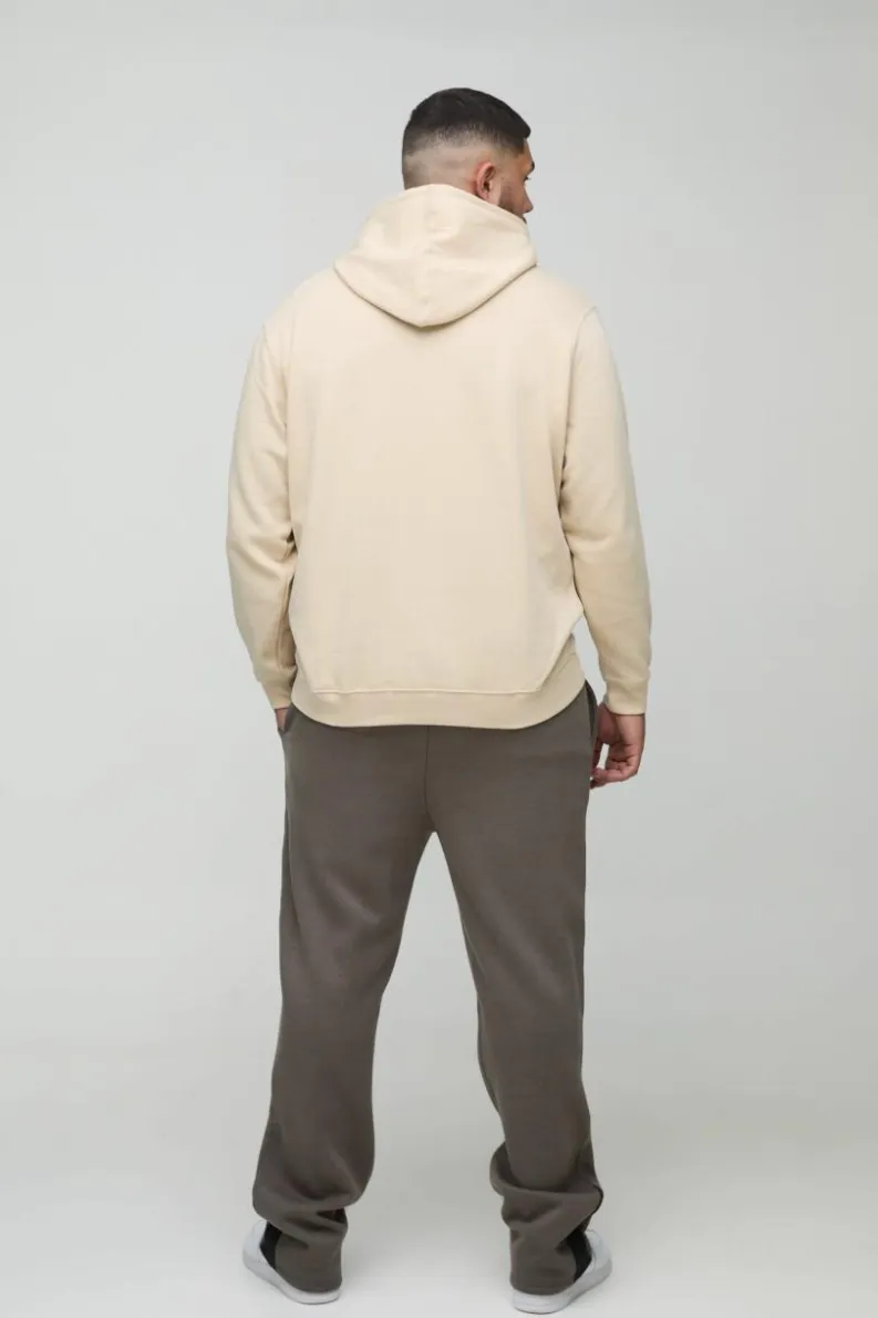 Outlet boohooMAN Plus Pour Homme Embroidered Hoodie sand