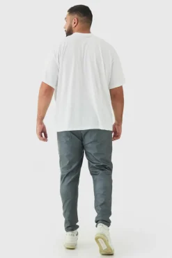 Flash Sale boohooMAN Plus PU Coated Super Skinny Jeans charcoal