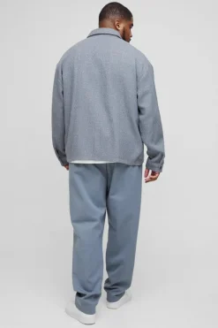Hot boohooMAN Plus Regular Fit Boucle Overshirt charcoal