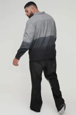 Best boohooMAN Plus Regular Fit Dip Dyed Shirt grey