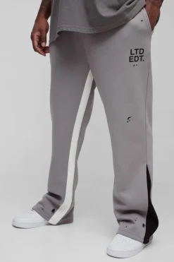 Best boohooMAN Plus Regular Fit Ltd Edt Paint Splatter Gusset Jogger grey