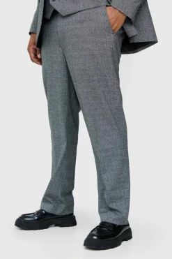 Flash Sale boohoo Plus Regular Fit Mini Dogtooth Suit in grey